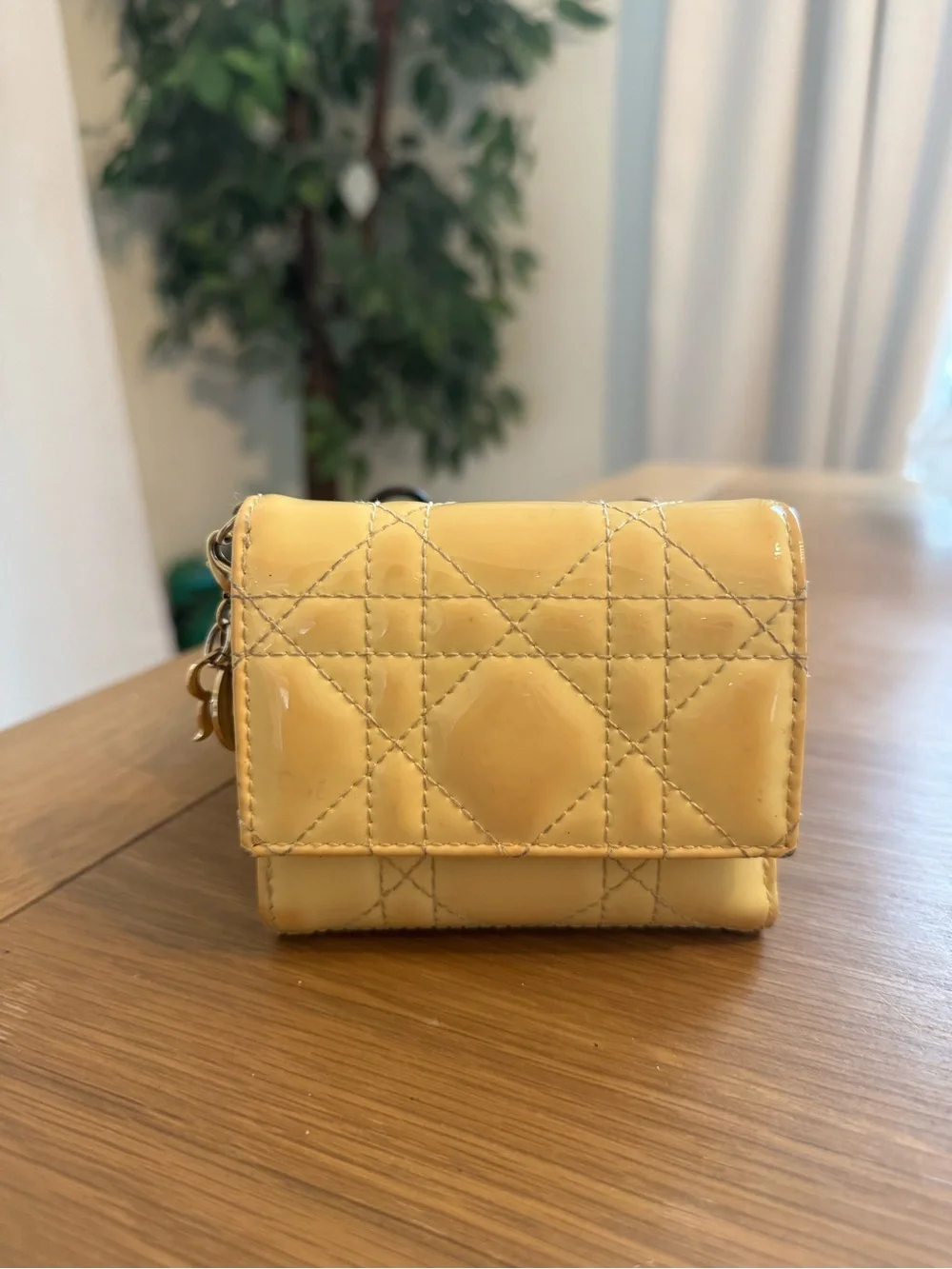 Christian Dior Butter Yellow Patent Leather wallet